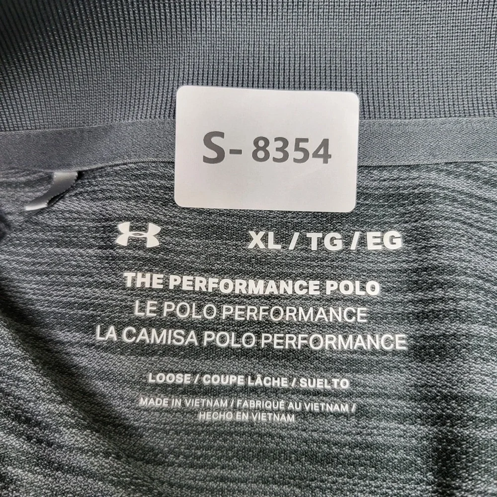 Under Armour Men Polo XL Gray Striped Performance‎ Polo Gorpcore Logo Short